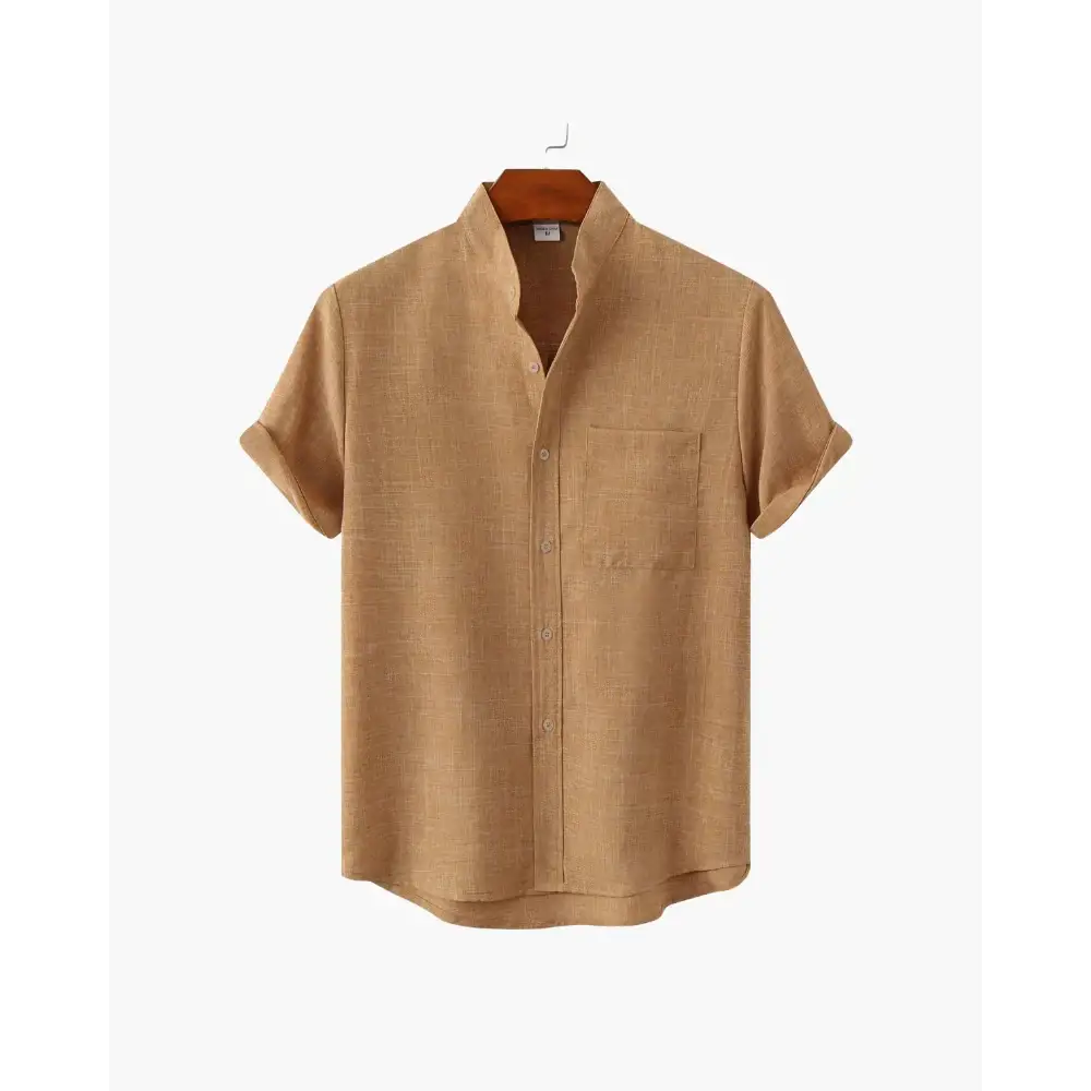 Minimalist Split-Neck Shirt - Yellow / S