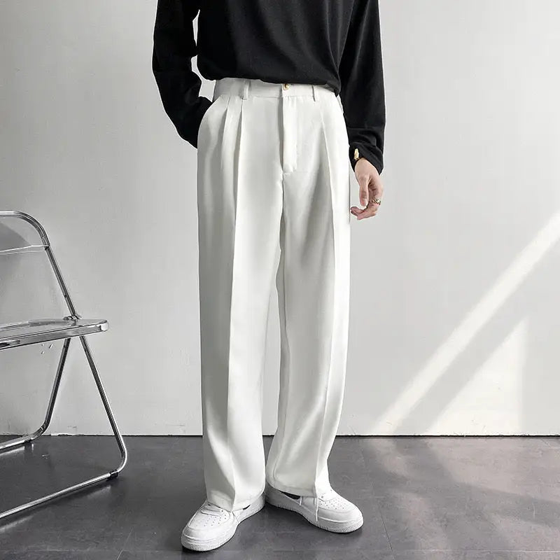 Minimalist Wide-Leg Trousers - White / S