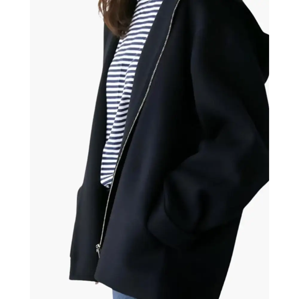 Minimalist Wool Hooded Lady Coat - Navy / S