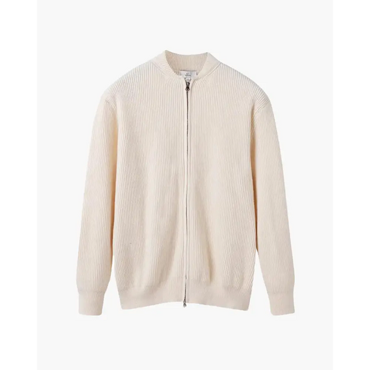 Minimalist Zip Cardigan - Beige / S