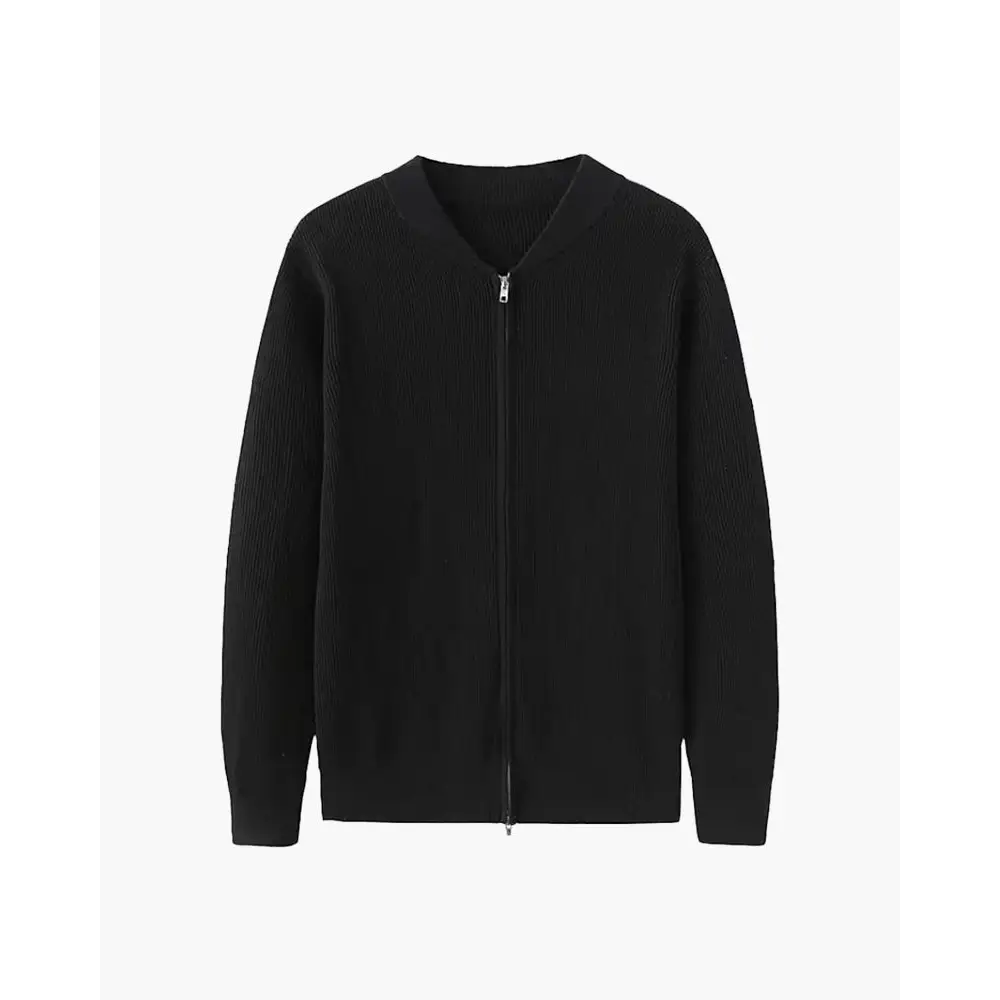 Minimalist Zip Cardigan - Black / S