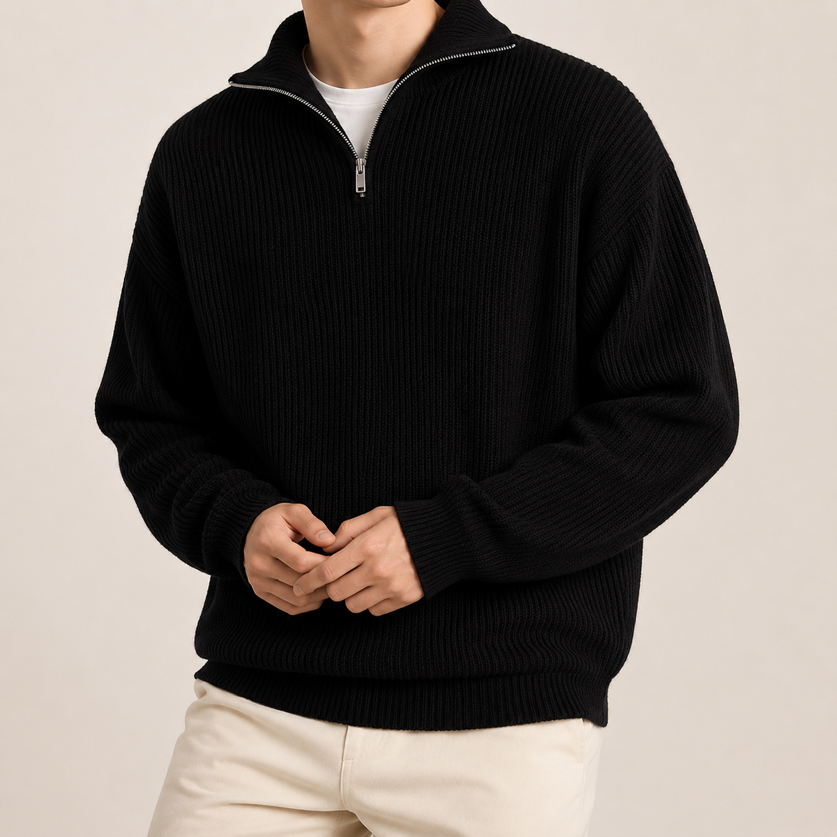 Minimalist Zip Knit Sweater