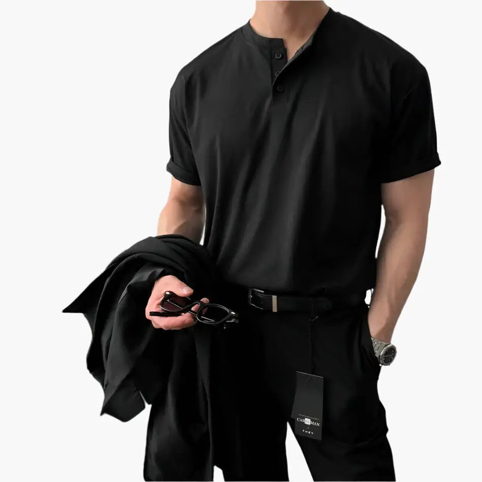 Modern Buttoned Collar Knit Polo