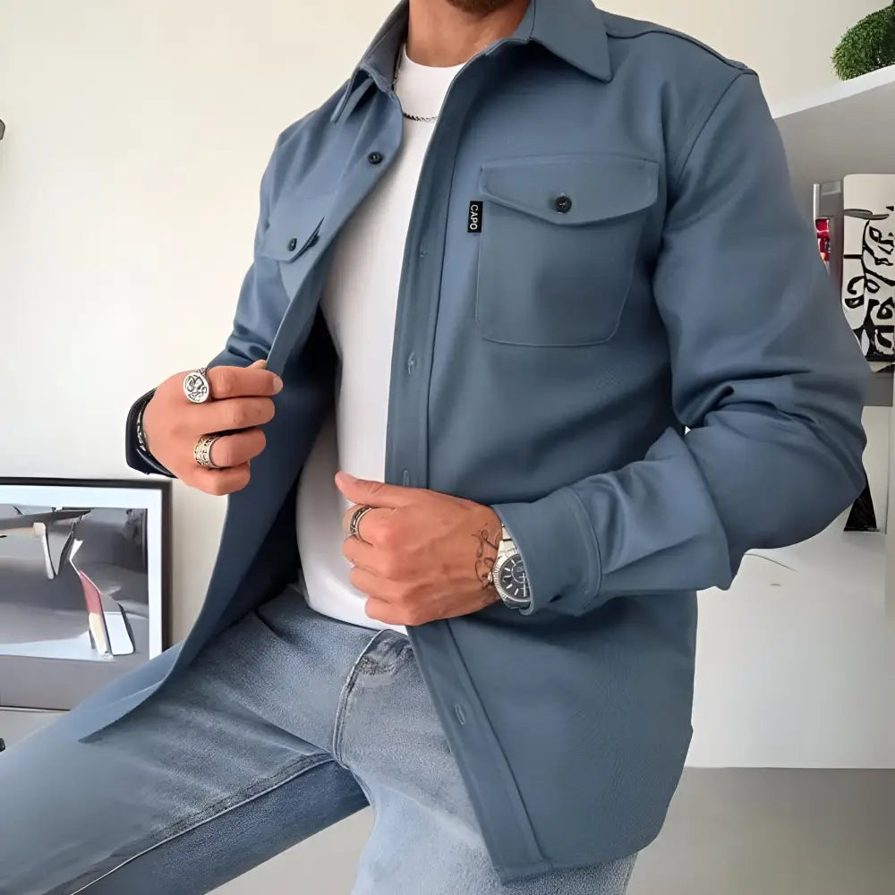 Modern Utility Overshirt Jacket - Stormy Blue / S