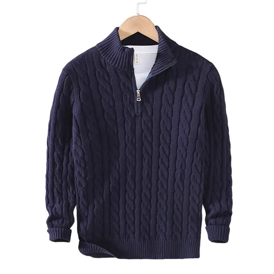 Navy Cable Knit & Trousers Outfit Set