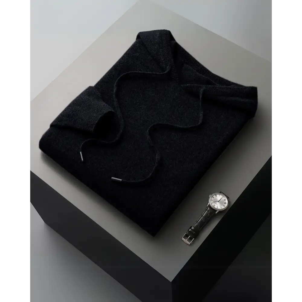 Old money Cashmere Hoodie - Black / 2XS