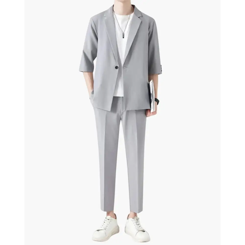 Old Money Casual Blazer & Pants - Gray / S