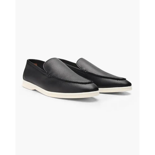Old Money Cowhide Leather Loafers - Black / 6