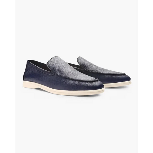 Old Money Cowhide Leather Loafers - Marine Blue / 6