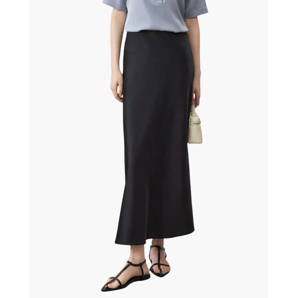 Old Money High-Waist Silk Skirt - Black / S