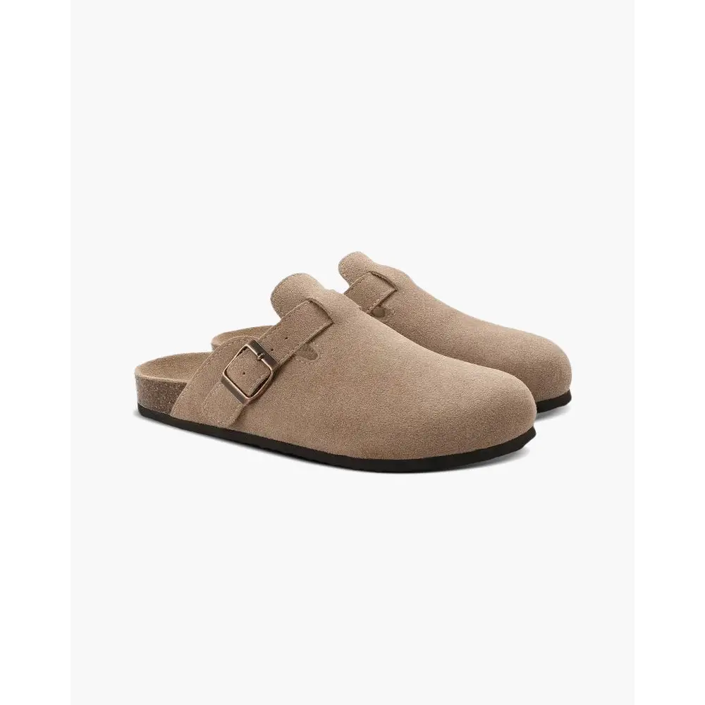 Old Money Soft Suede Clogs - Beige / US 5.5