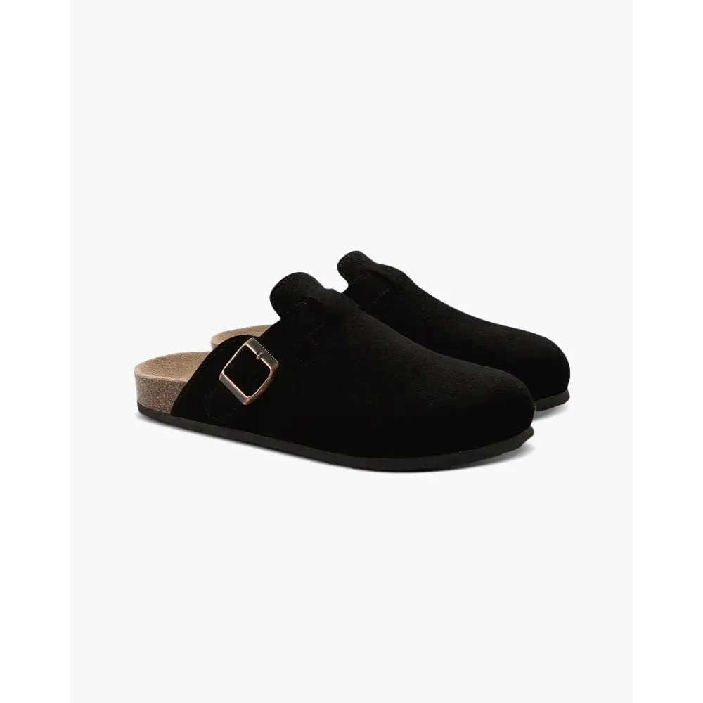 Old Money Soft Suede Clogs - Black / US 5.5