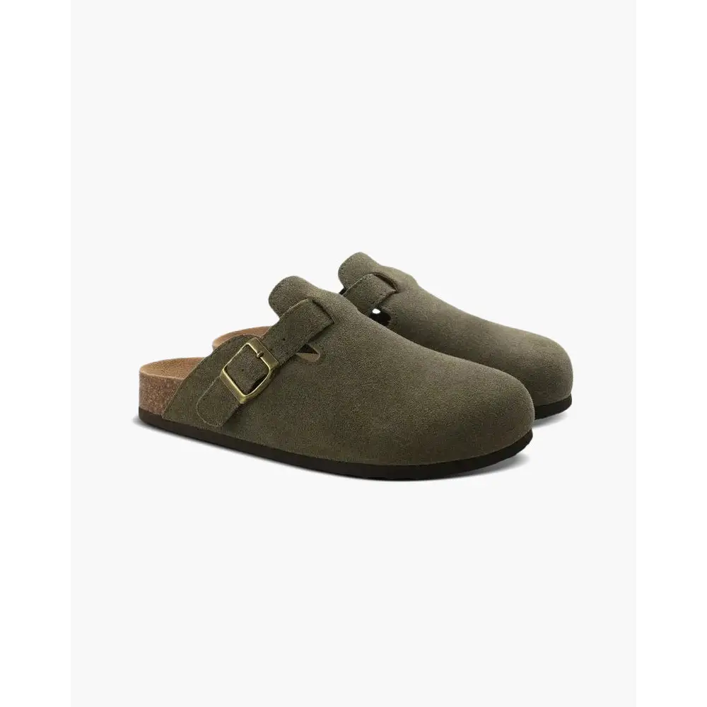 Old Money Soft Suede Clogs - Green / US 5.5