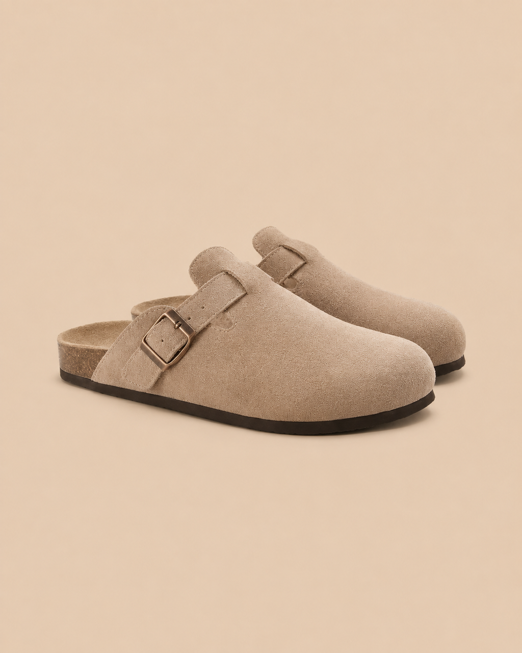 Old Money Soft Suede Clogs - Beige US  5.5