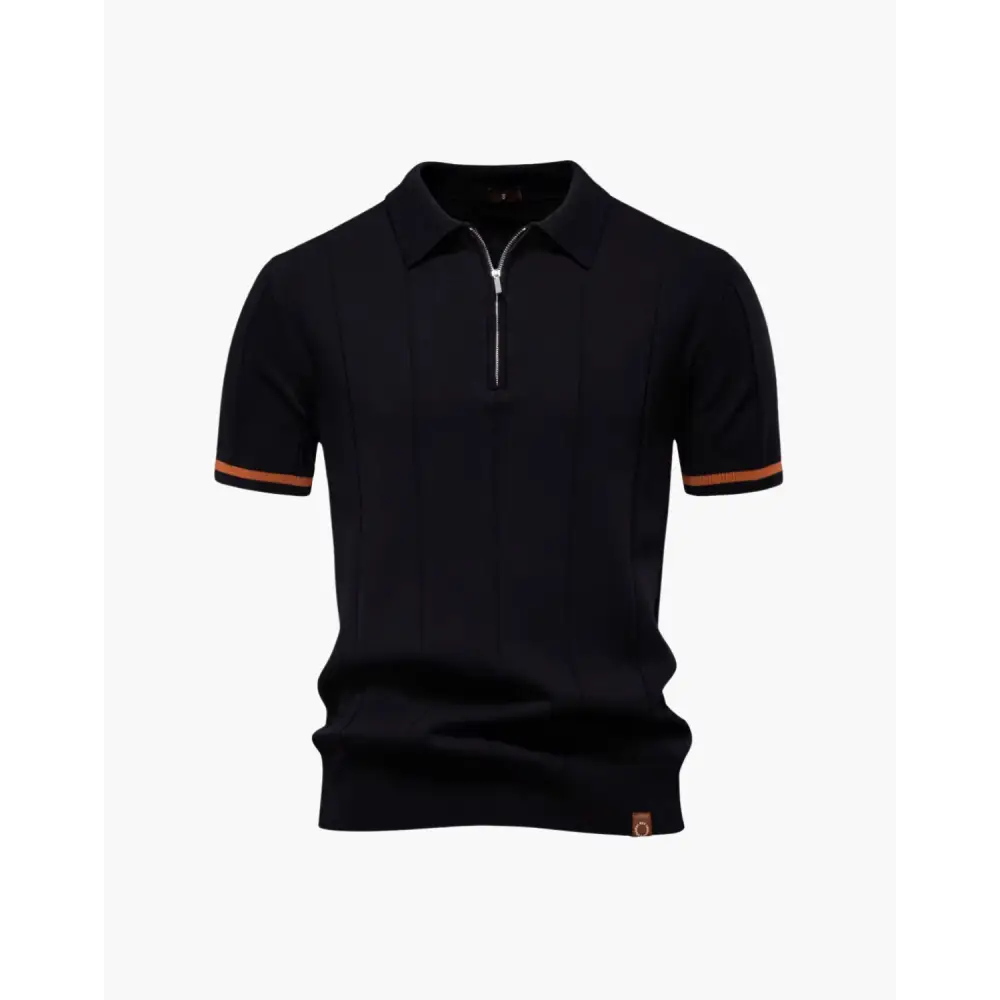 Old Money Zip Polo Shirt - Black / XS