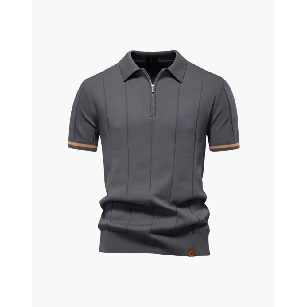 Old Money Zip Polo Shirt - Gray / XS
