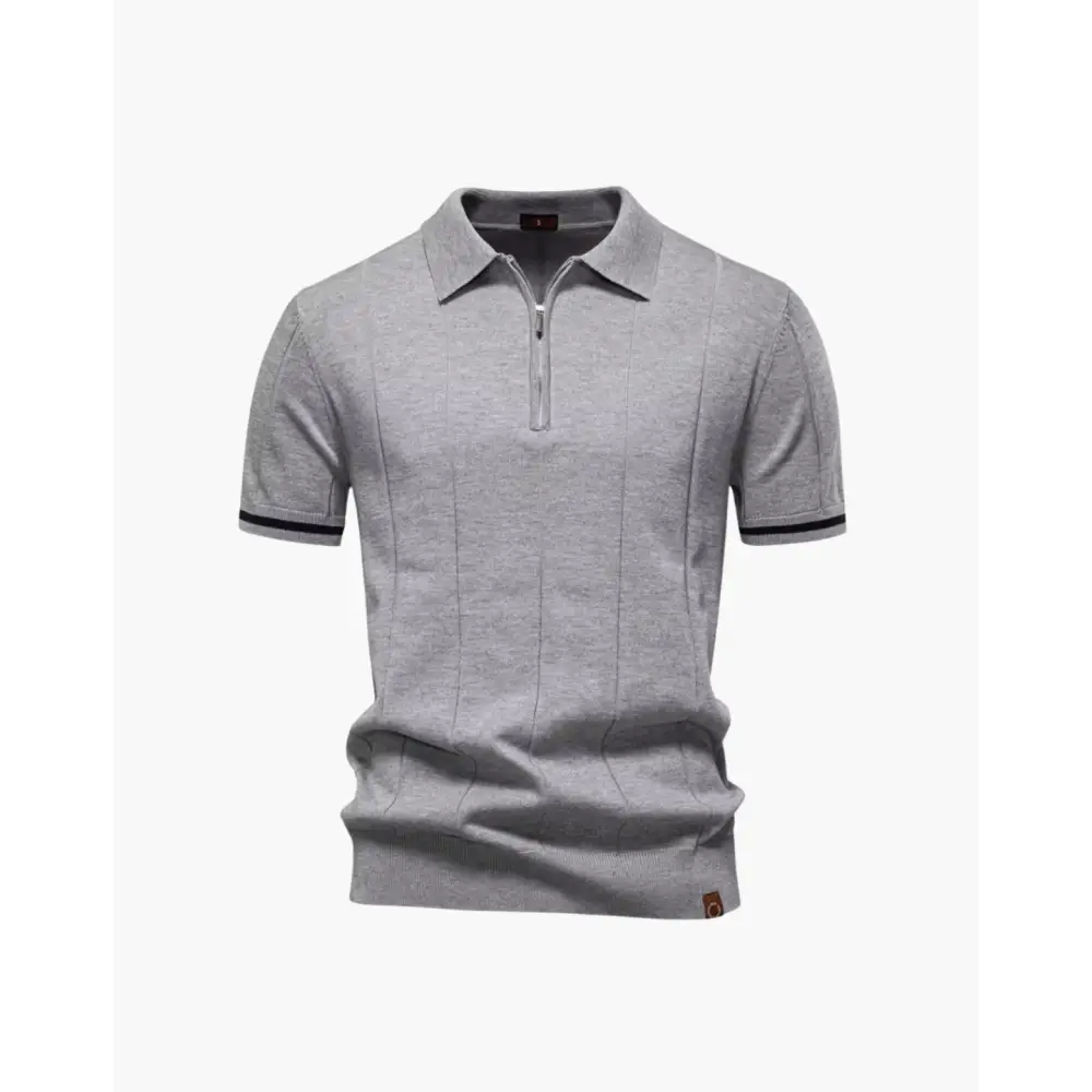 Old Money Zip Polo Shirt - Light Gray / XS