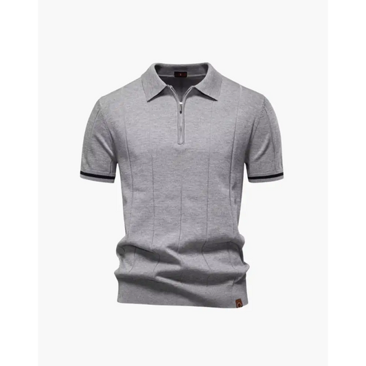 Old Money Zip Polo Shirt - Light Gray / XS