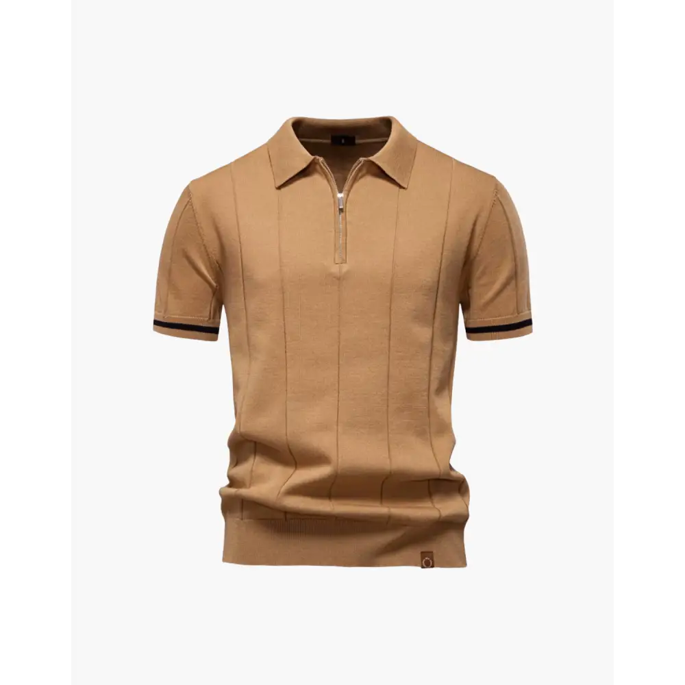 Old Money Zip Polo Shirt - Mocha / XS