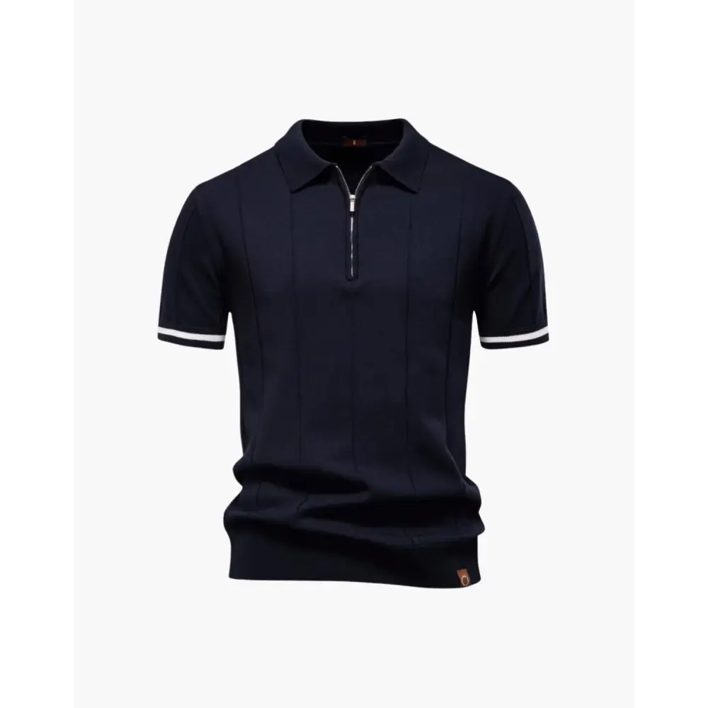 Old Money Zip Polo Shirt - Navy / XS