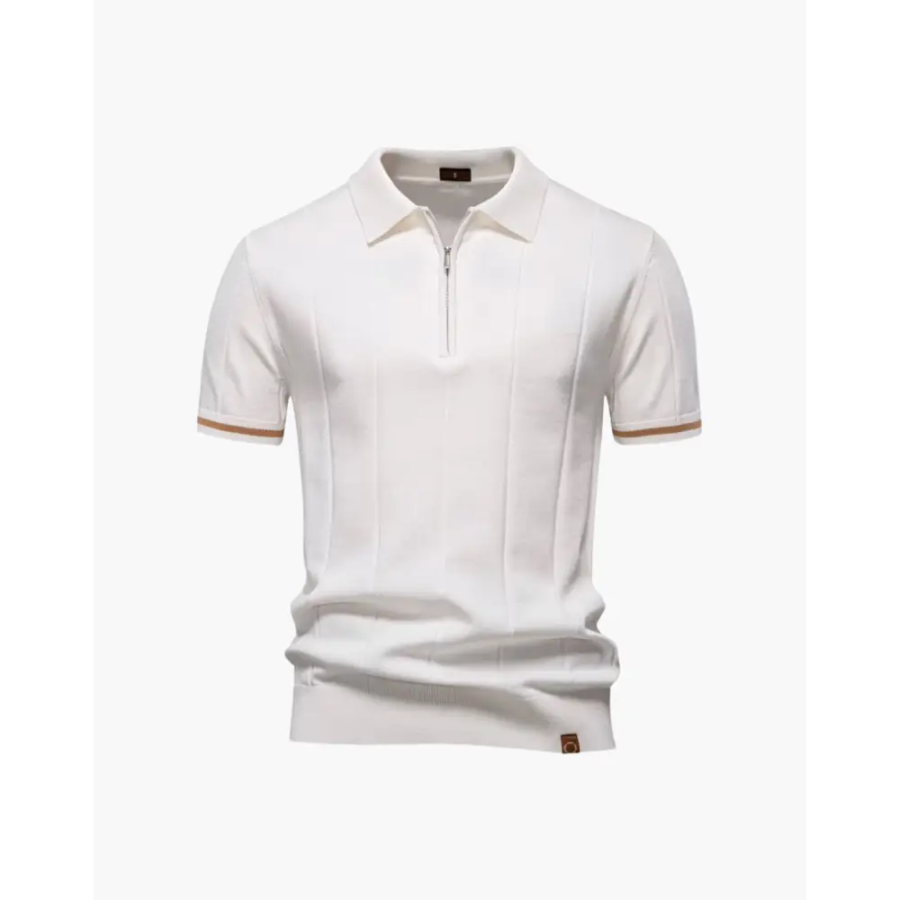 Old Money Zip Polo Shirt - White / XS