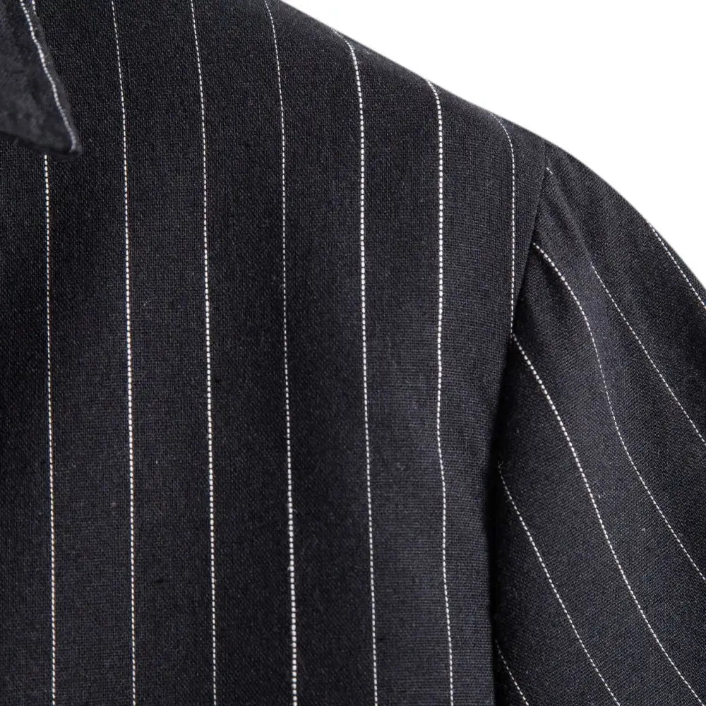 Pinstripe Linen Short Sleeve Shirt