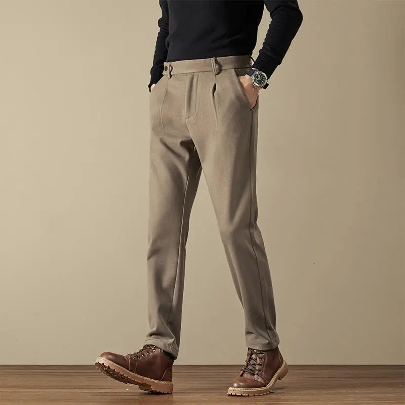 Pleated Wool Blend Trousers