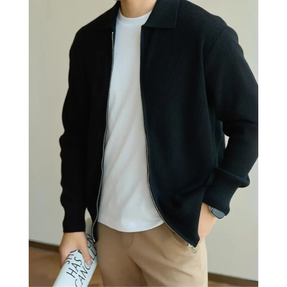 Premium Wool Knit Polo Sweater