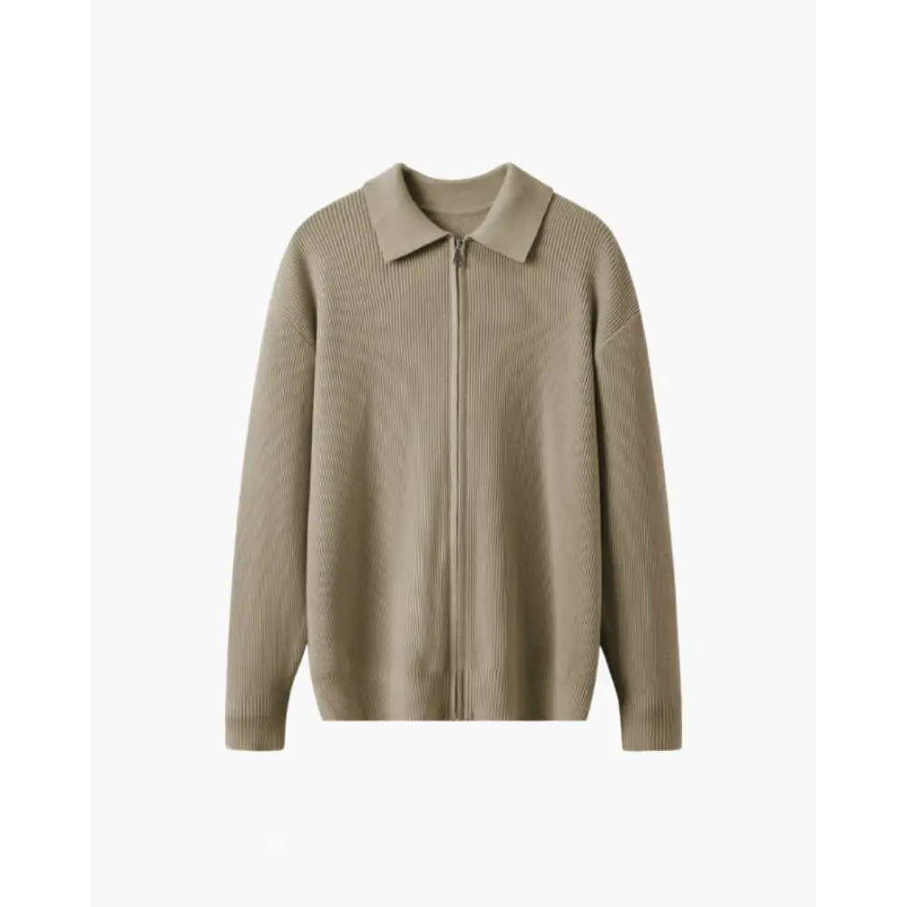 Premium Wool Knit Polo Sweater - Beige / XS
