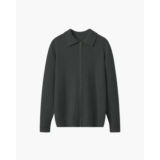 Premium Wool Knit Polo Sweater - Gray / XS