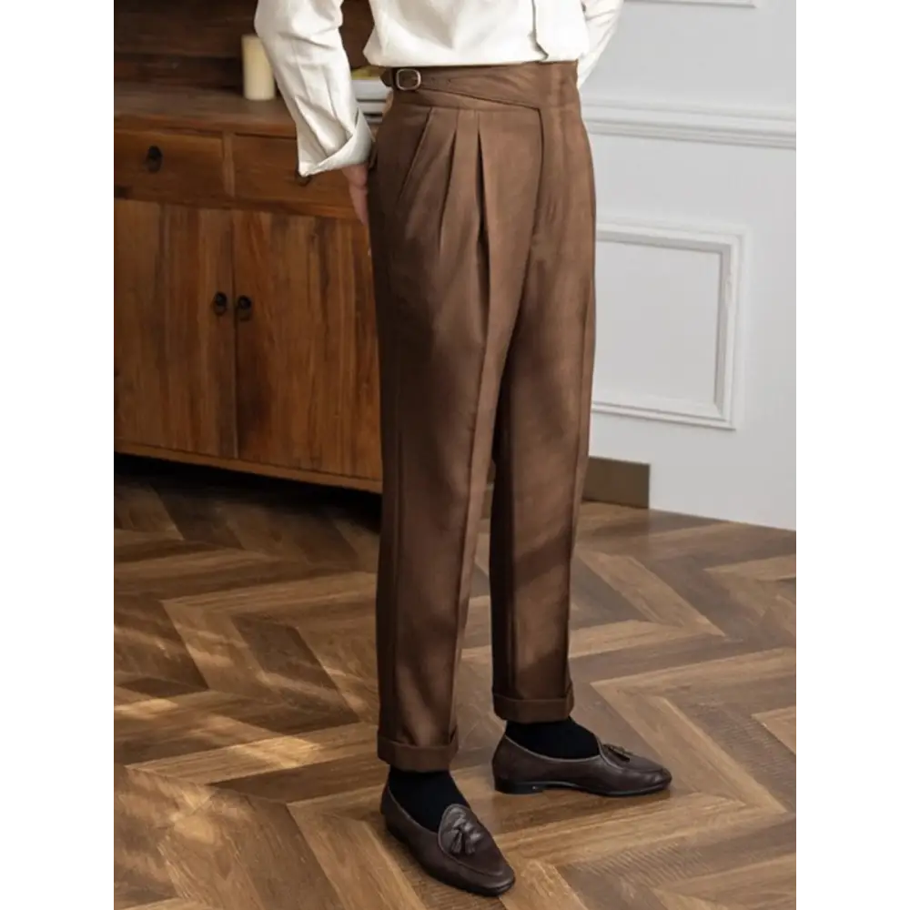 Prestige Pleated Trousers - Brown / 28