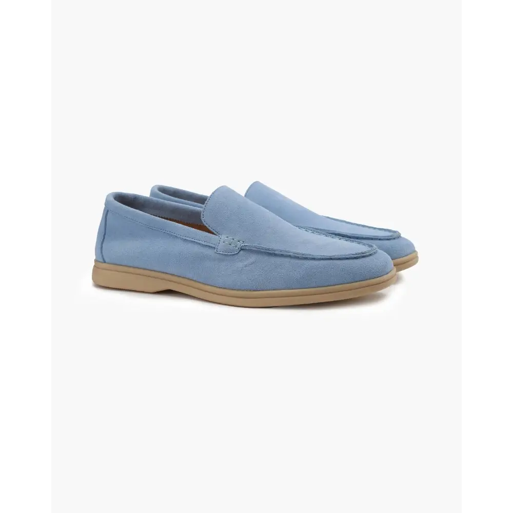 Quiet Luxury Suede Loafers - Skye Blue / 6