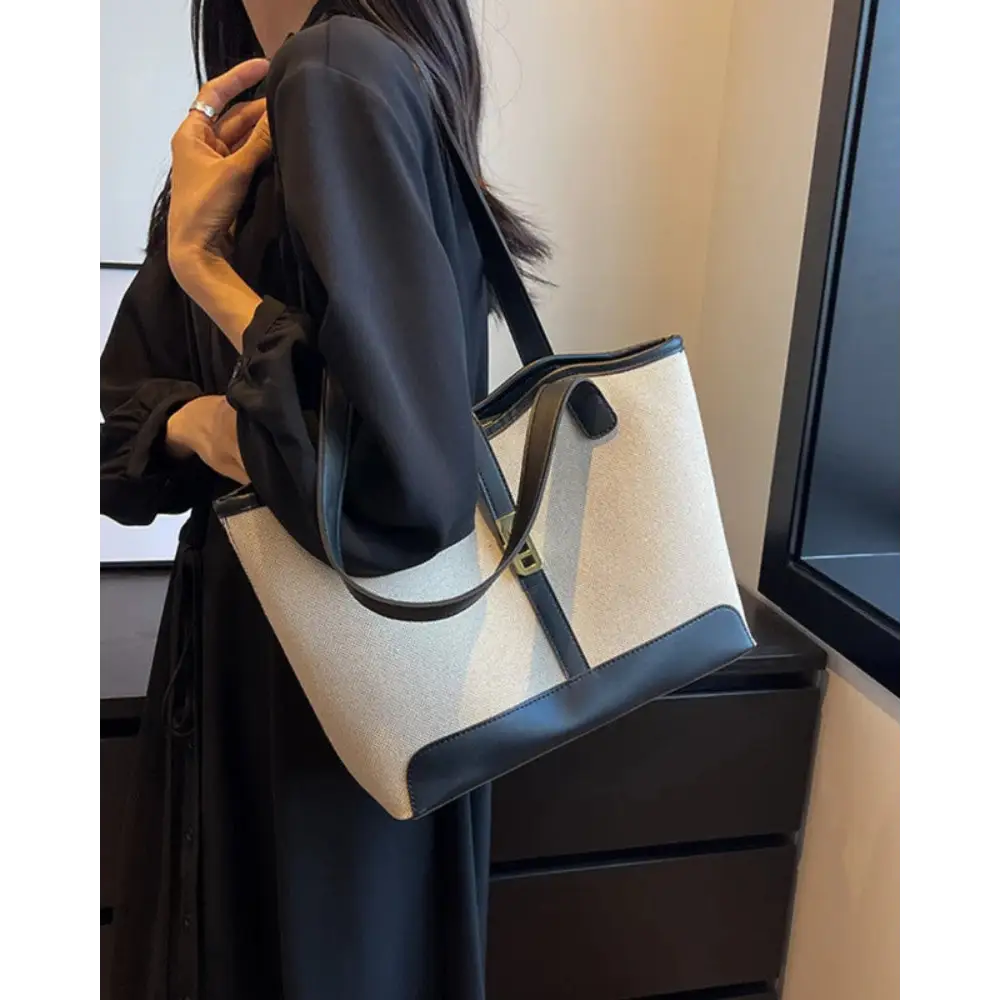 Refined Canvas Shoulder Bag - Black