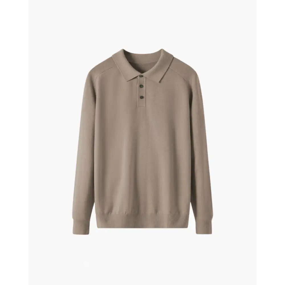 Refined Knit Polo Long Sleeve - Brown / XS