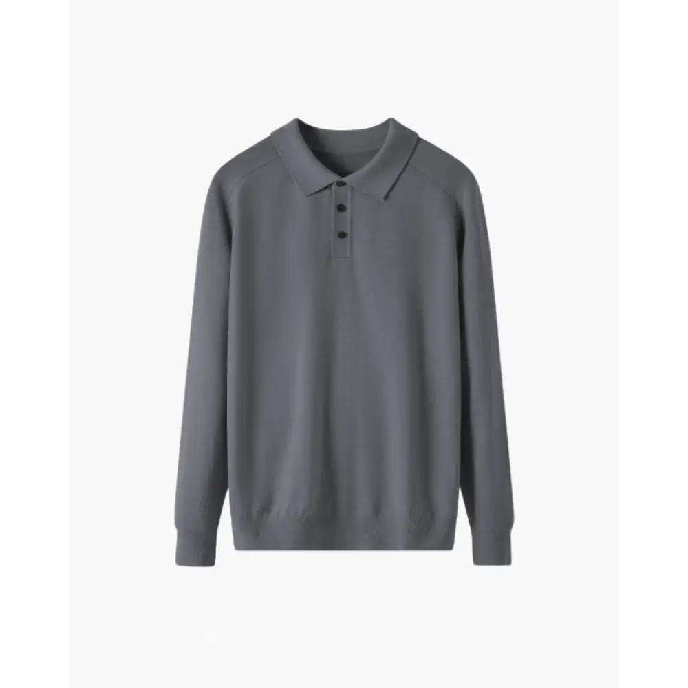Refined Knit Polo Long Sleeve - Gray / XS