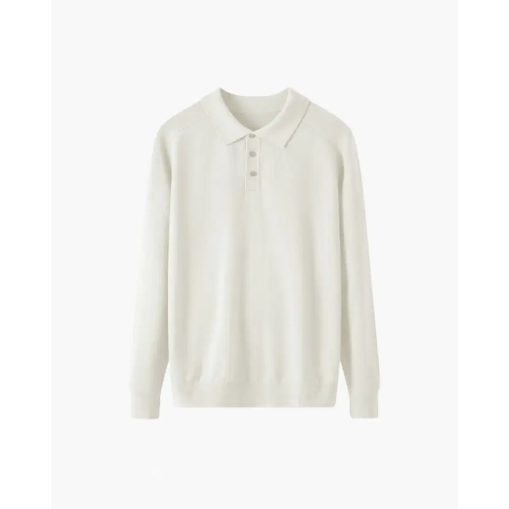 Refined Knit Polo Long Sleeve - White / XS