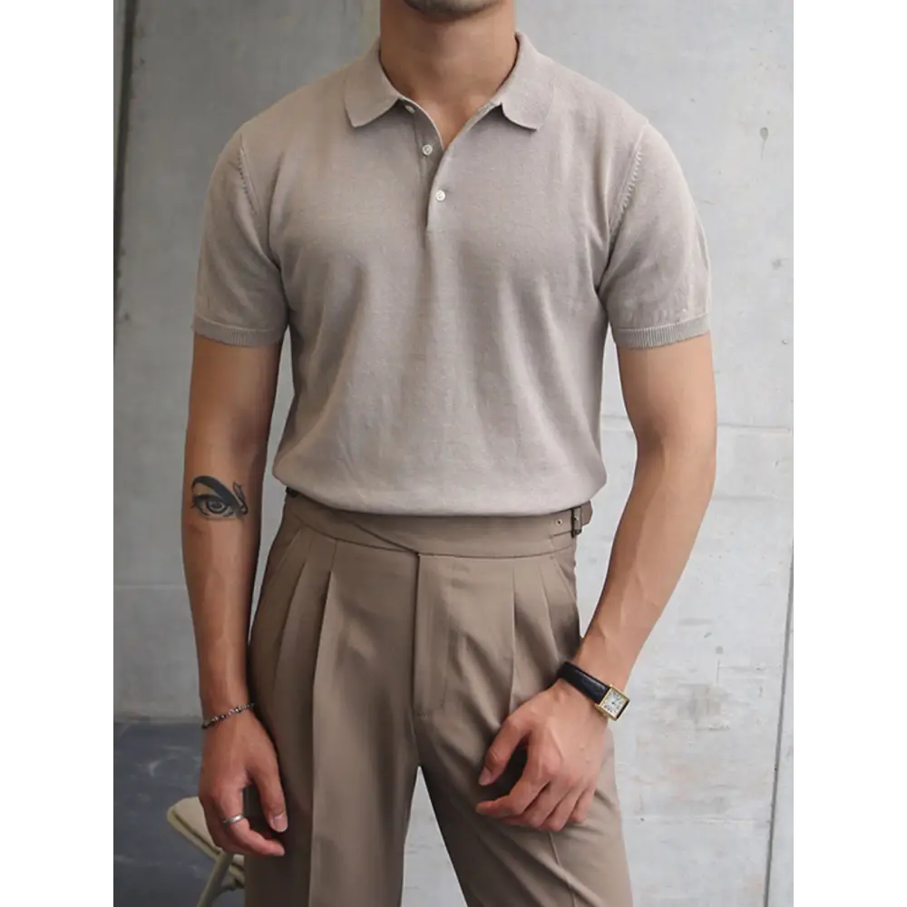 Refined Knit Polo Shirt - Rosewood Smoke / M