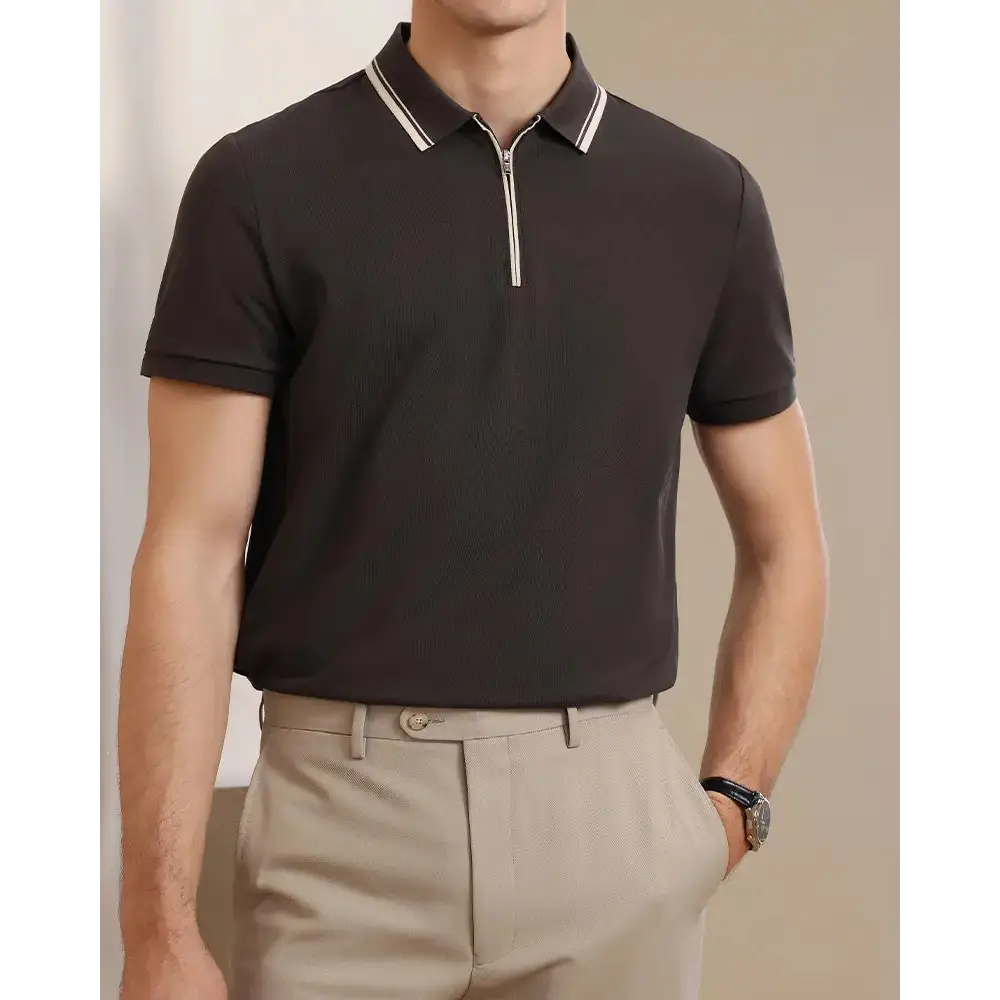 Refined Knit Polo with Zip Collar