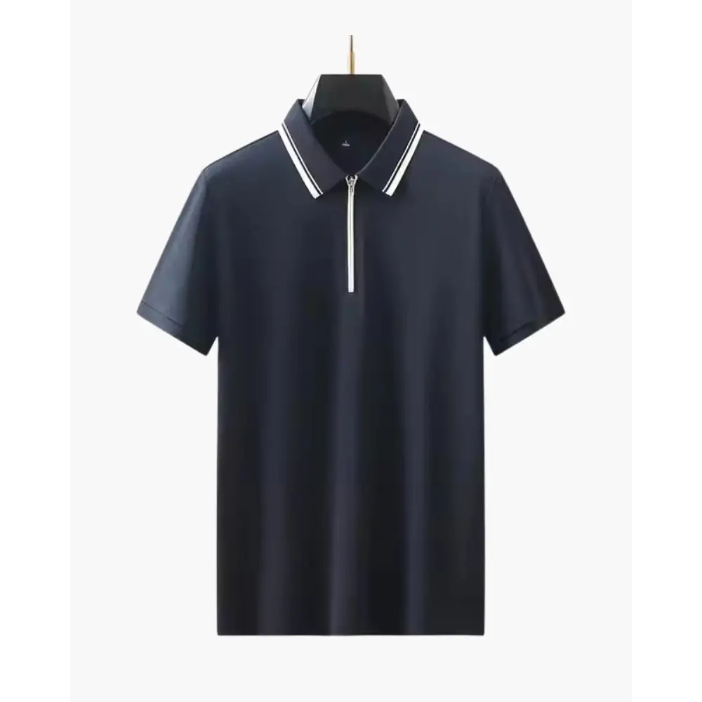 Refined Knit Polo with Zip Collar - Navy / XS