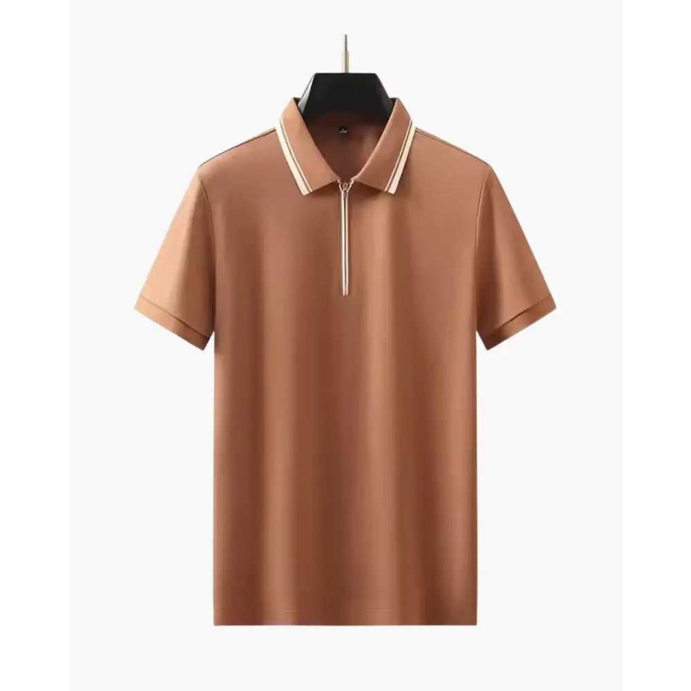 Refined Knit Polo with Zip Collar - Orange / XS