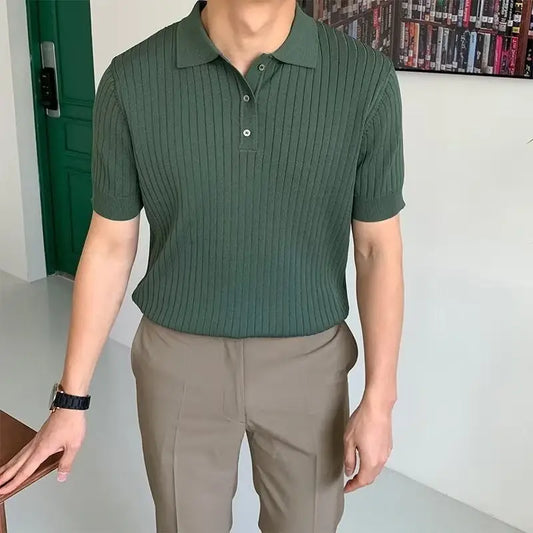 Refined Ribbed Knit Polo