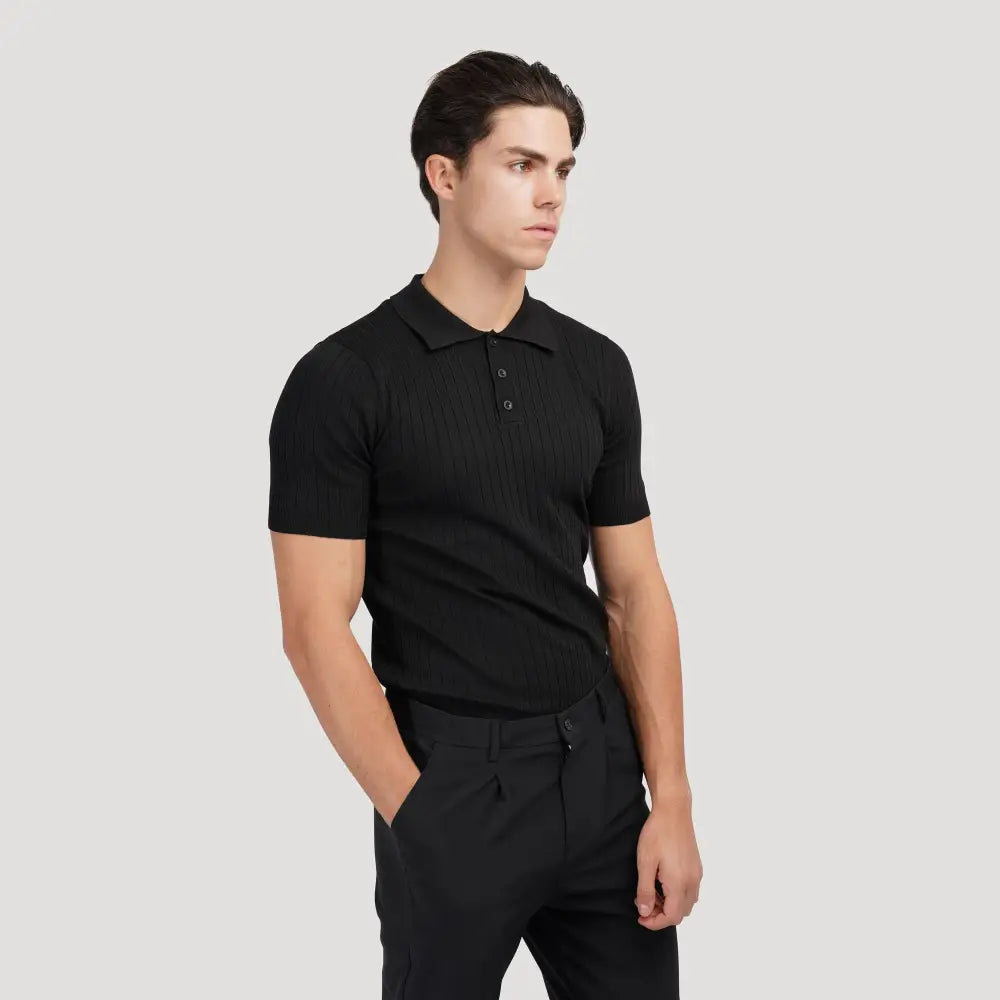 Refined Ribbed Knit Polo