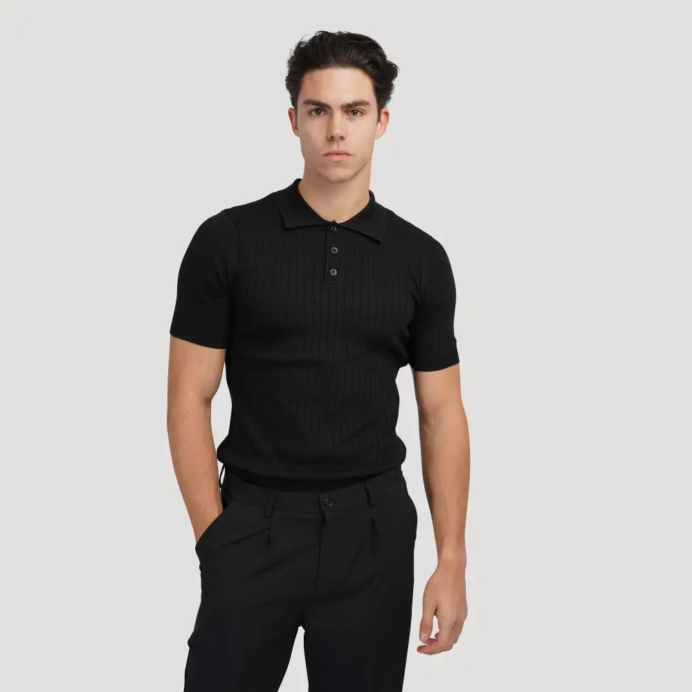 Refined Ribbed Knit Polo