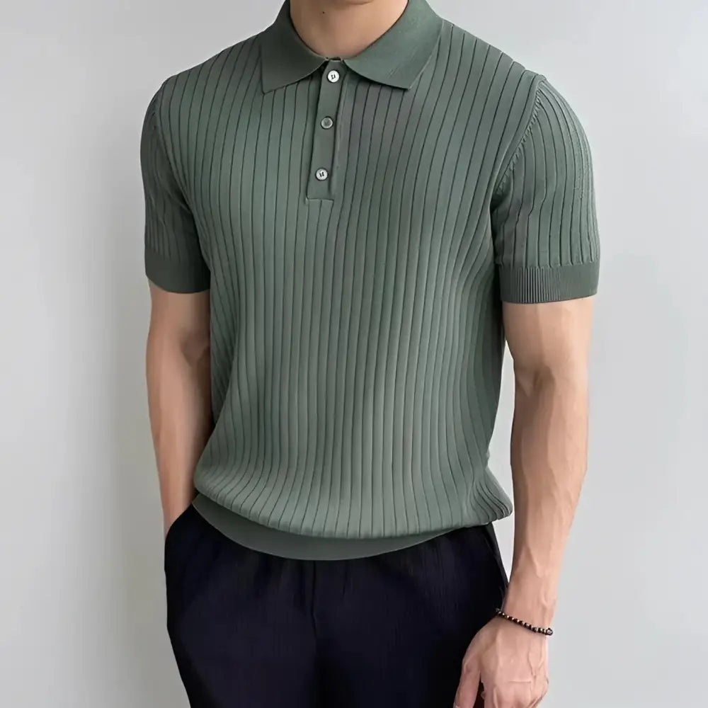 Refined Ribbed Knit Polo