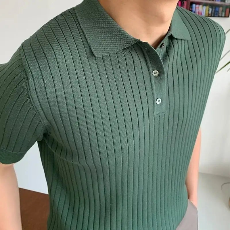Refined Ribbed Knit Polo