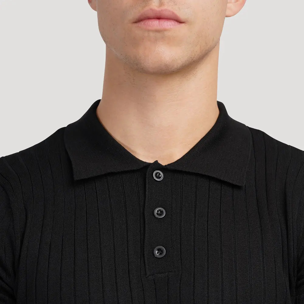 Refined Ribbed Knit Polo