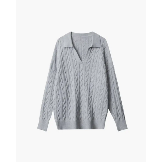 Refined Wool V-Neck Sweater - Gray / S