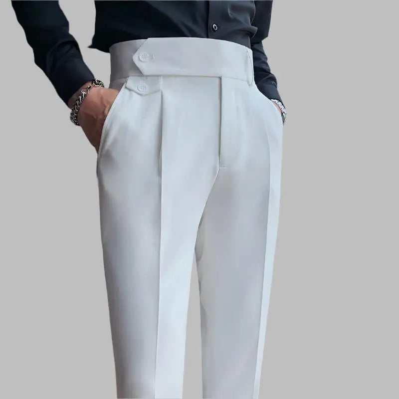 Regal Pleated Trousers - White / 31 (62.5-65KG)