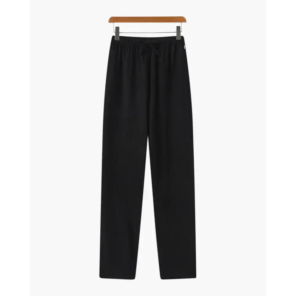Relaxed Fit Linen Drawstring Trousers - Black / S