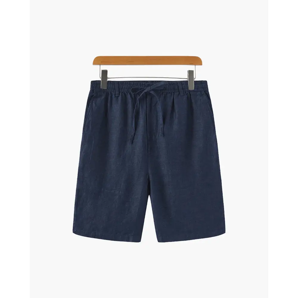 Relaxed Fit Linen Shorts - Blue / S